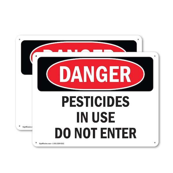 Signmission Pesticides In Use Do Not Enter Danger Sign, Plastic, 10in W x 7in L, 2PK OS-2PACK-DS-P-710-L-1968 - main